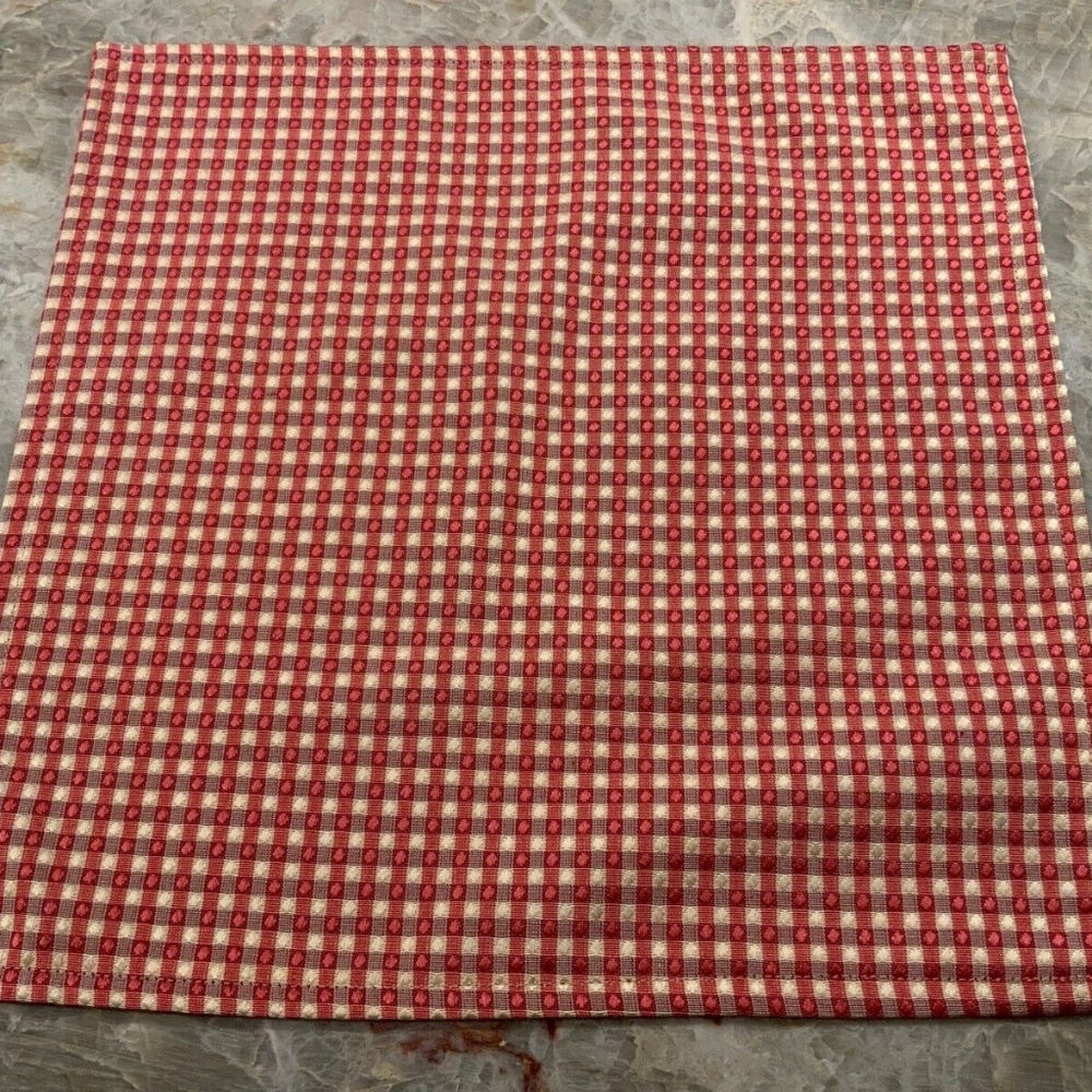 Set of 8 Cloth Napkins, Red Check